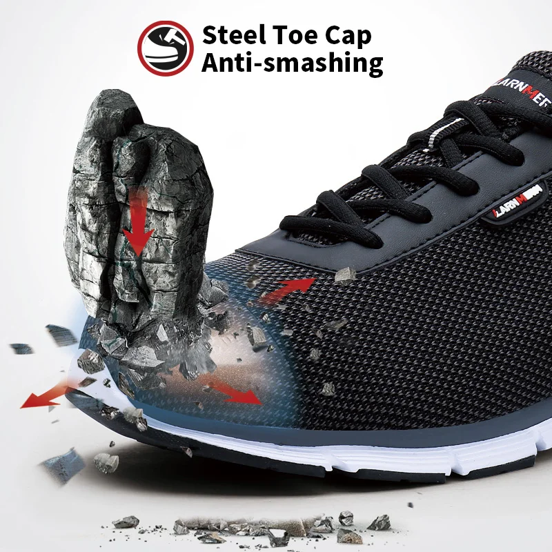 Безопасная обувь Для мужчин Сталь металлический носок защитная Рабочая обувь для Для мужчин легкий дышащий материал; Рабочая обувь Нескользящая Анти-статические защитные ботинки