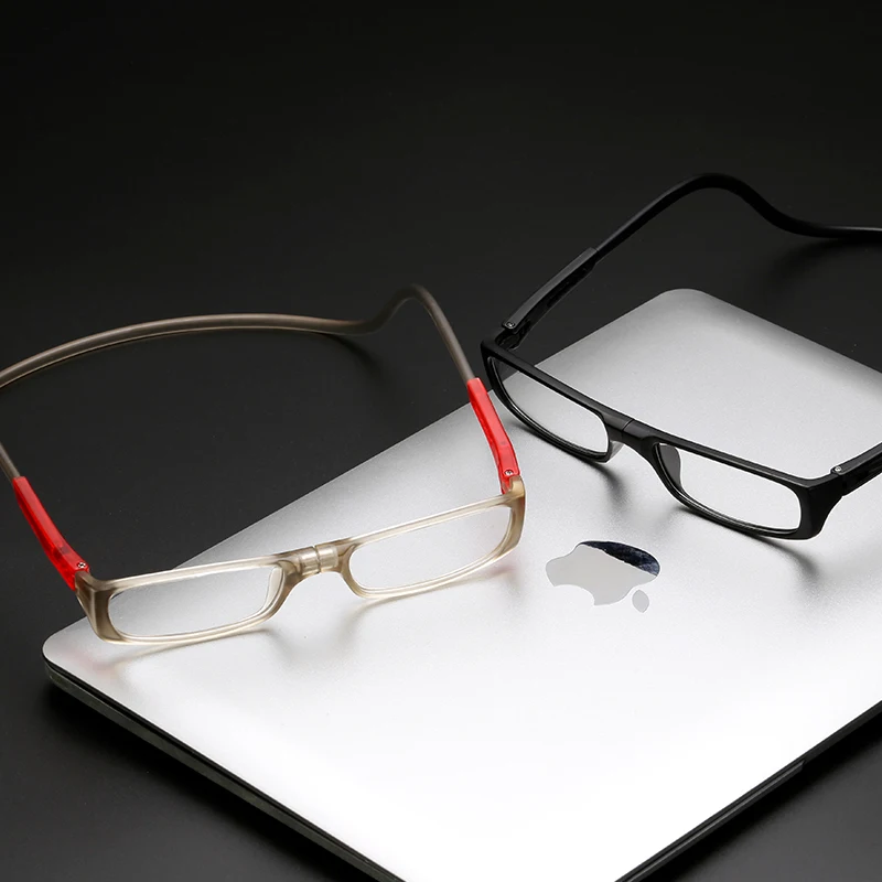 Gafas de lectura con cuello ajustable de silicona Clip colgante en soporte magnético gafas de ojo montura hombres gafas presbiópicas