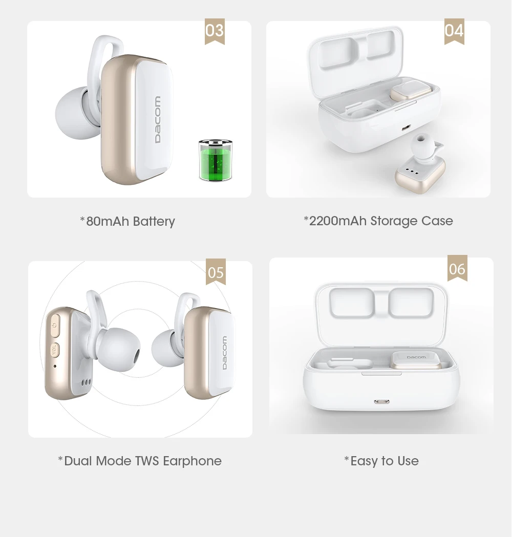 Dacom GF8 TWS Bluetooth наушники настоящие беспроводные Pods Близнецы стерео звук спортивные