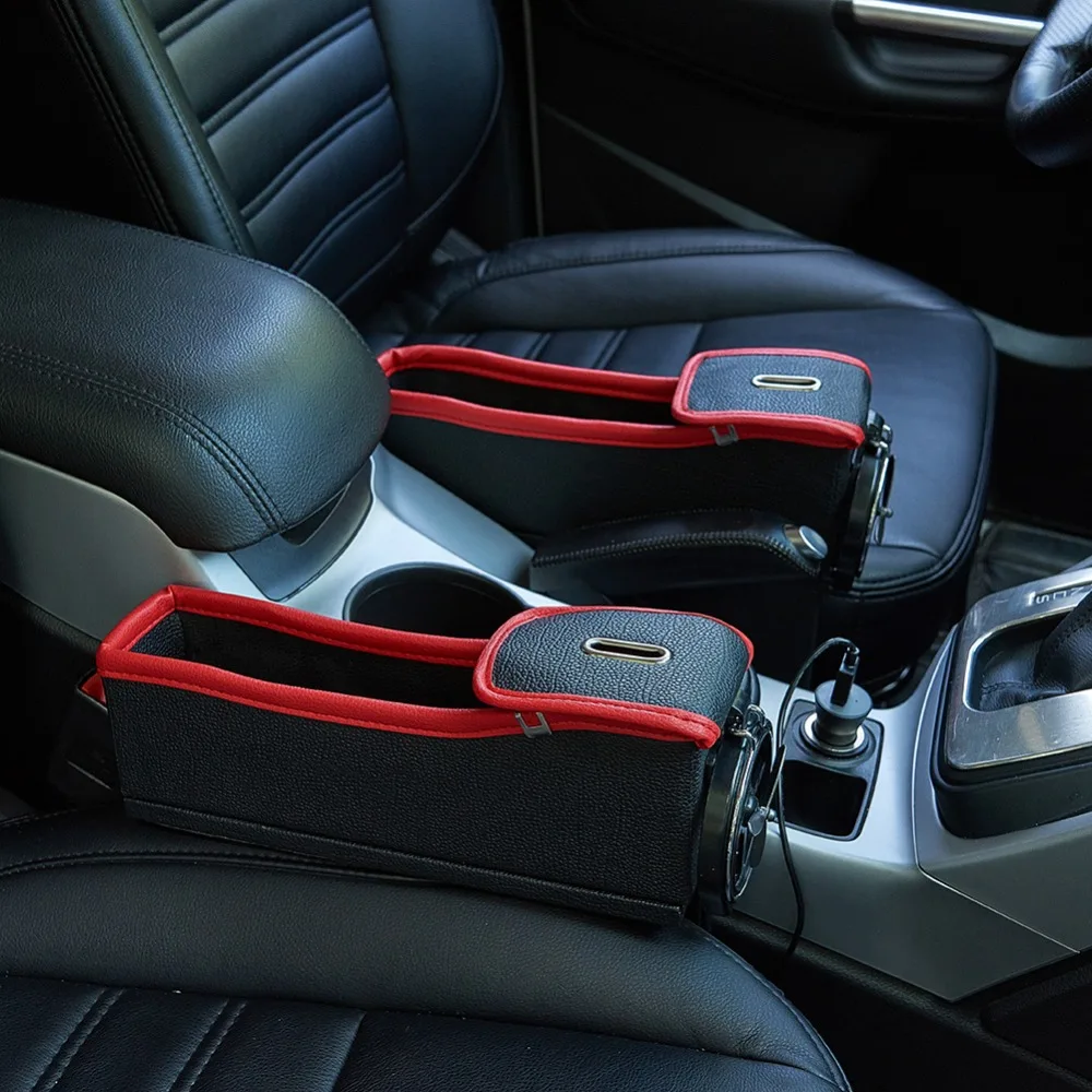 

Premium PU Leather Side Pocket Organizer Car Seat Filler Gap Space Storage Box Bottle Cup Holder Coin Collector Car Accessories