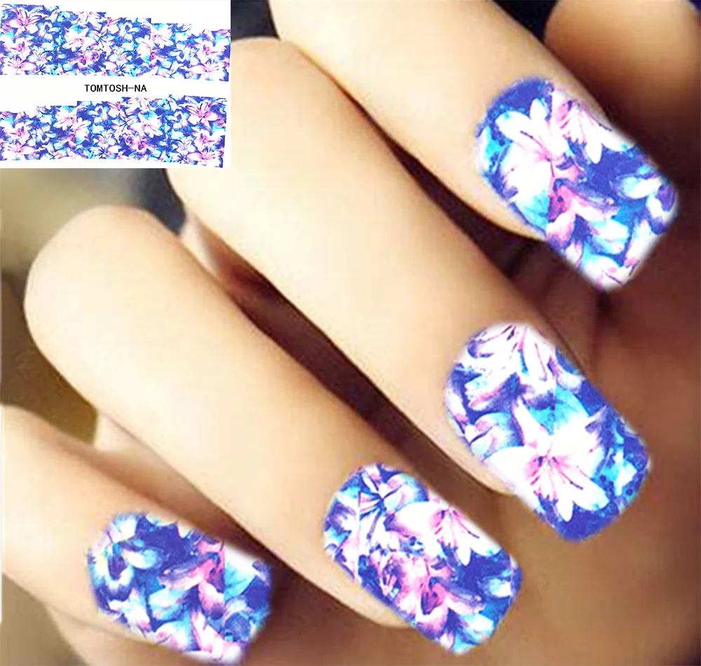 

Tomtosh 2017 New 1PCS Color Mixing Gorgeous Nail Sticker Water Rendering Nail Sticker Armor