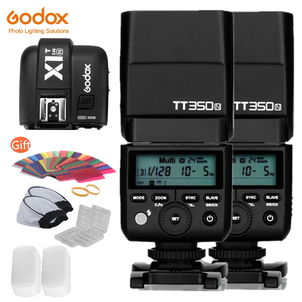 

2x Godox TT350N 2.4G HSS 1/8000s TTL GN36 Flash Speedlite with X1T-N Wireless Trigger Transmitter for Nikon Camera