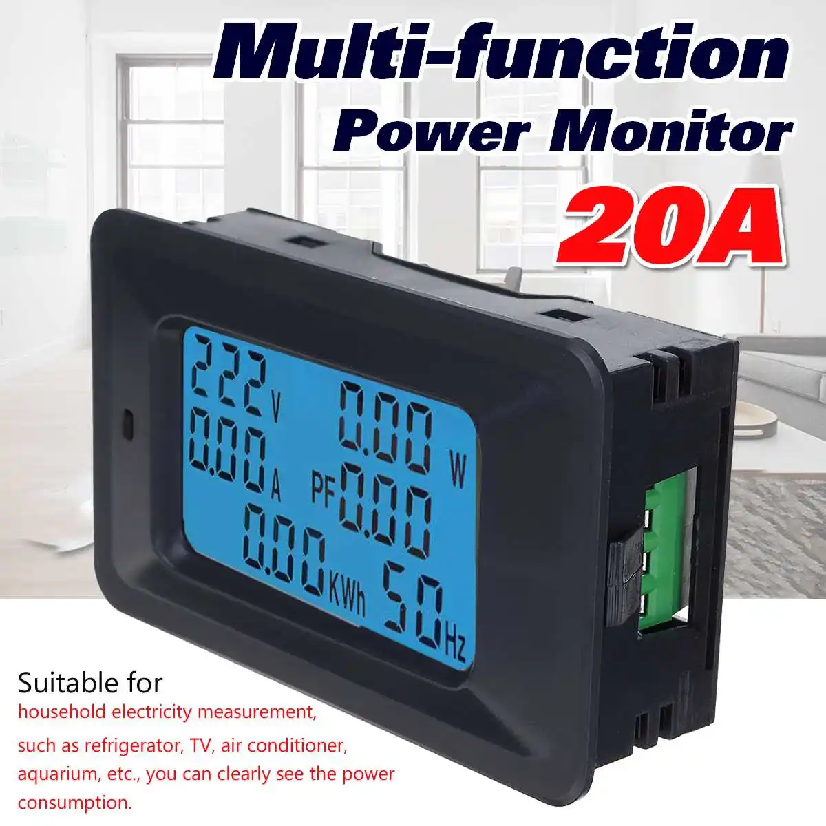 20A Многофункциональный монитор питания ЖК-дисплей цифровой комбинированный панель AC110~ 250 В Напряжение Ток Мощность монитор частота счетчик энергии