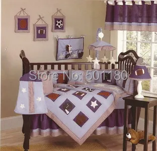 

Free shipping 100% cotton 9 pieces baby bedding set 9 piece crib bedding set high quality export single tail