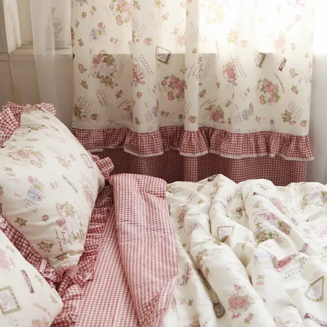 Free Shipping Vintage Rustic Ruffle Lace Floral Bedding Sets Plain Duvet Cover Settwin Free Shipping Vintage Rustic Ruffle Lace Floral Bedding Sets Plain Duvet Cover Settwin
