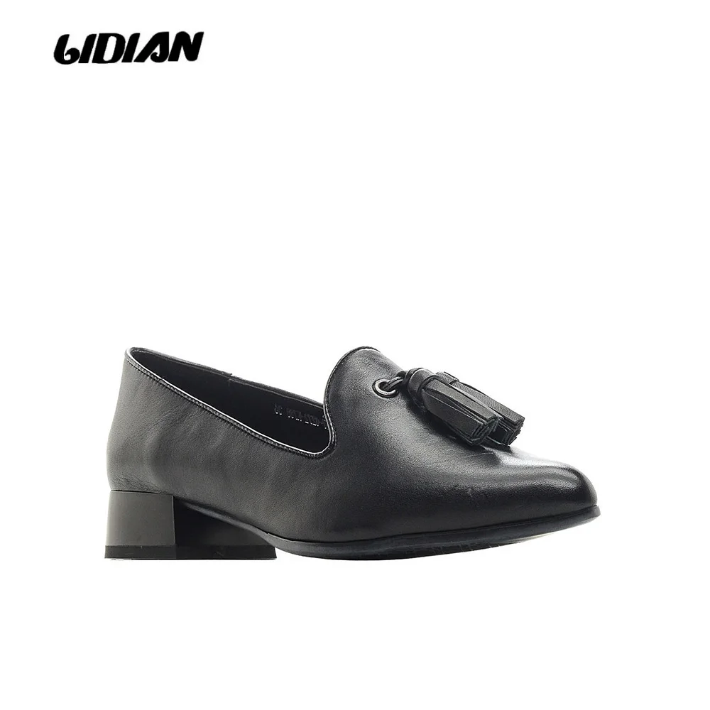 

LIDIAN Wholesale New Popular Pointed Toe Real Leather Mid-heel Women's Genuine leather Shoes Handmade Comfortable Shoes D17