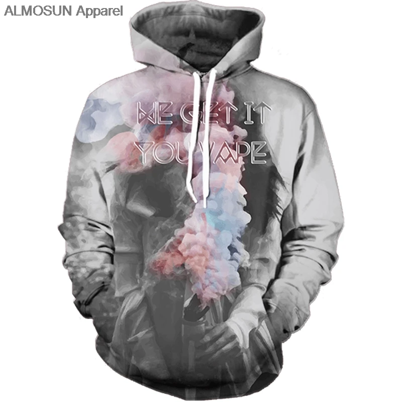 ALMOSUN We Get It You Vape 3D All Over Printed Hoodies Pockets
