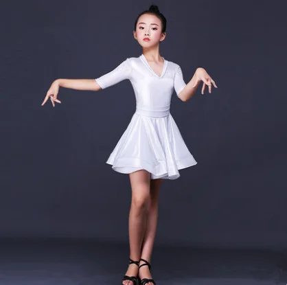 

New girls latin dresses for dancing ballroom dance dress rumba samba spandex children samba cha cha tango skirt standard salsa