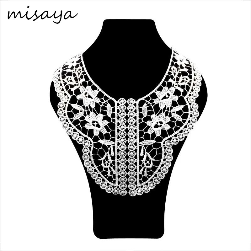 

Misaya DIY 1pc Floral Bouquet Embroidery Lace Neckline Decoration for Wedding Bridal Dress Lace Collar Venise Lace Applique Trim