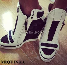 Hot Fashion Höhe Zunehmende Schuhe Frauen Plattform Hoher Absatz Zwängt Schuhe frauen Casual Schuhe