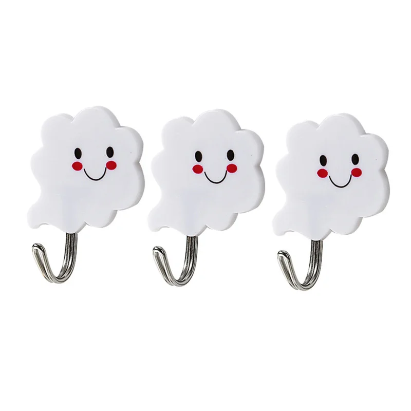 

3Pcs Self Bathroom Kitchen Clouds Key Hanger Adhesive Purse Hooks Stick on Wall Hanging Door Clothes Towel Holder Racks Bag