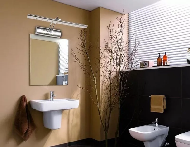 Современный SMD 5050 5 Вт 7 Вт Светодиодный светильник с передним зеркалом для ванной комнаты из нержавеющей стали, настенный светильник для комода