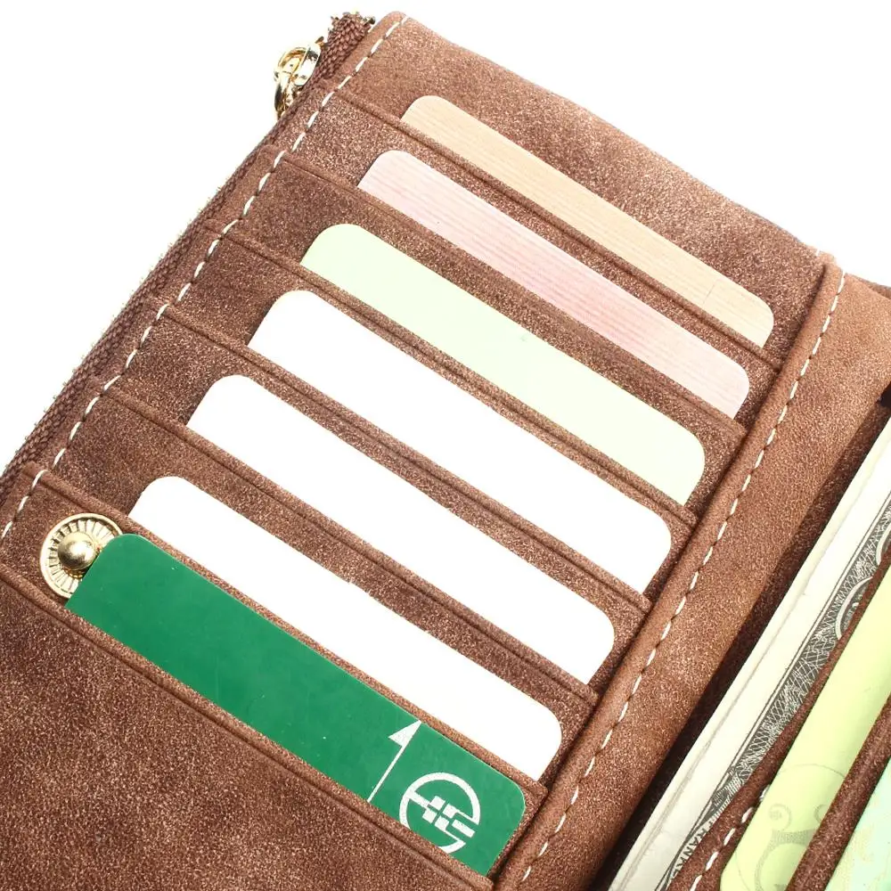 2018 New Women Wallets Coin Case Purse For Phone Card Wallet Leather Purse Ms Frosted Long Purse Vintage Buckles Lace Wallet