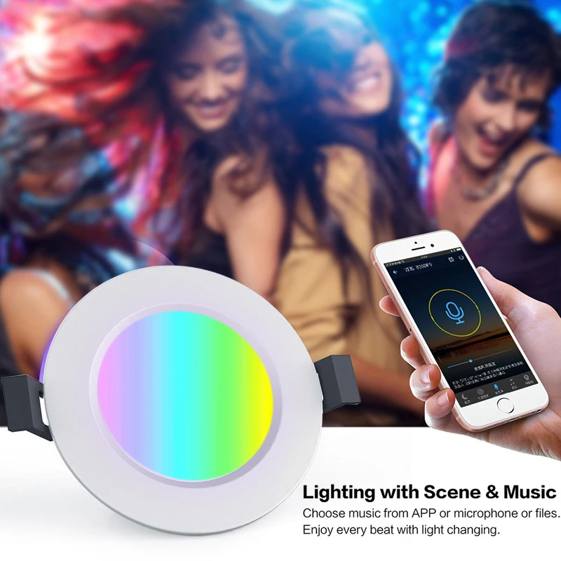 

2019 Smart Downlight Wifi Work with App Remote Control White Warm Light Smart Change Light Indoor Lighting Bedroom Tools 4.5W