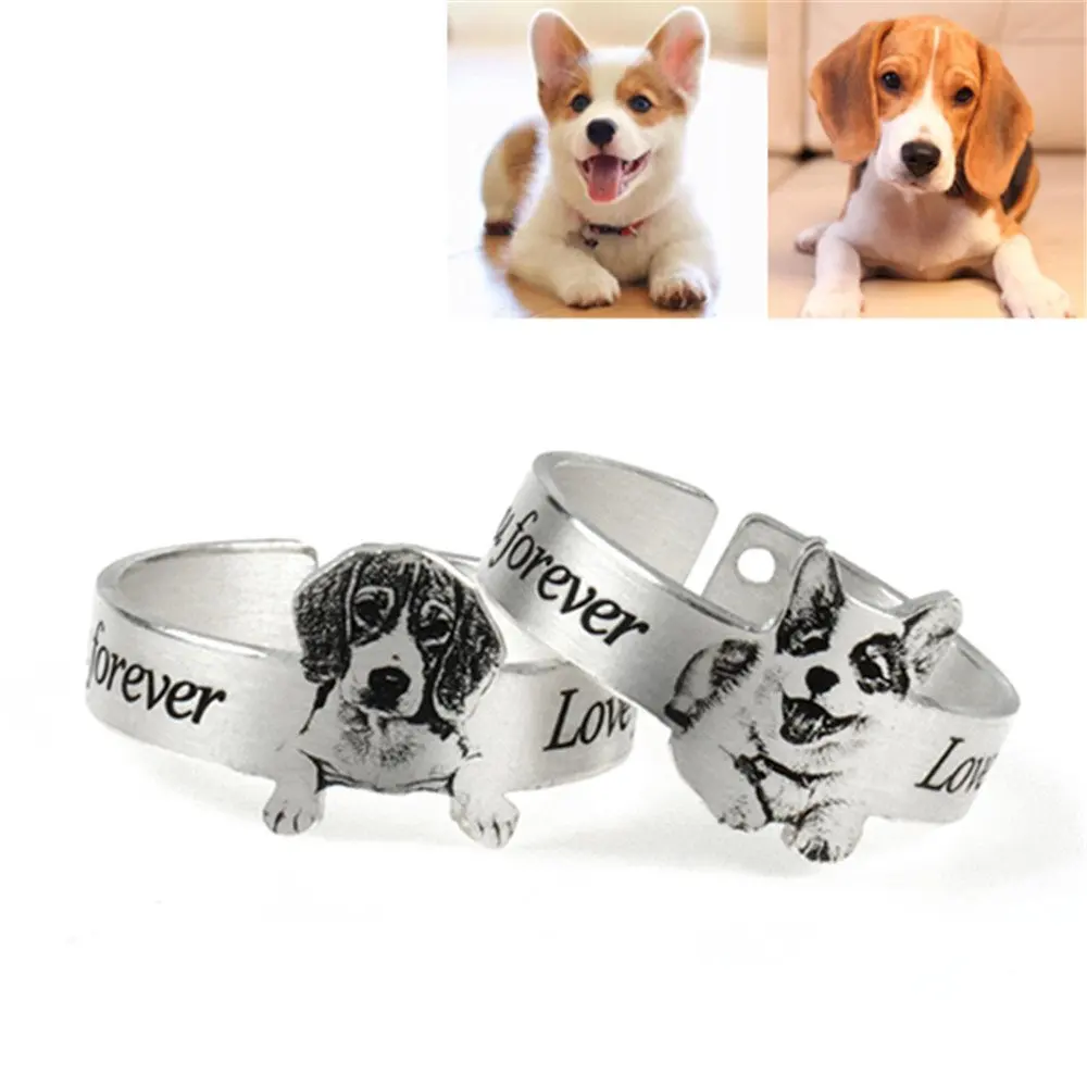 Amxiu, персонализированное кольцо на семейное изображение, 925 пробы, серебряное, Открытое кольцо, на заказ, для домашних животных, кошек, собак, фото, кольца для мужчин, женщин, сувениры, подарок