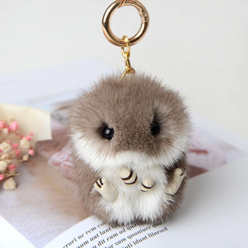 

JKP 2019 Imported real mink fur mini super cute small hamster fur phone pendant cute hamster doll very pompom bag keychains