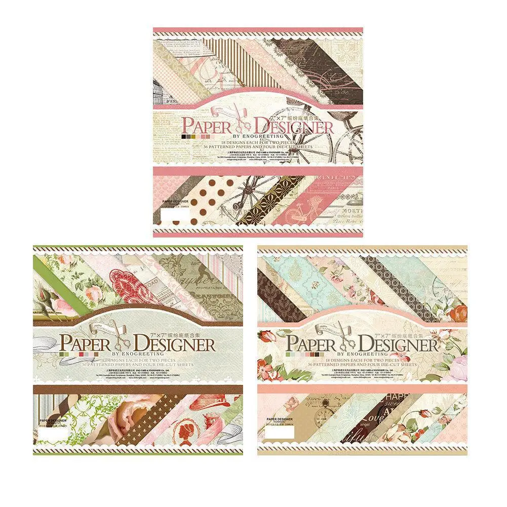 

36 Sheets DIY Photo Albums Vintage Paper Pack Packaging Scrapbooking Card Making Background Paper 7 Inch Base Paper Collection
