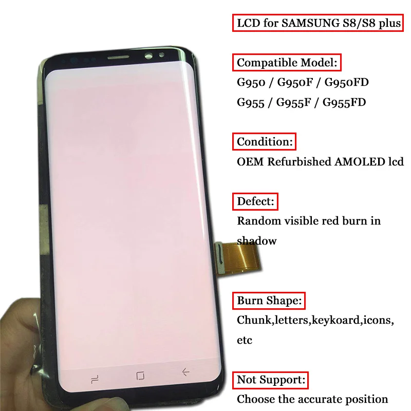 

Display For Samsung Galaxy s6 edge plus G925 G928 LCD With Screen S8 plus G950 G955 Digitizer S7 Edge G935F Touchscreen+Red burn