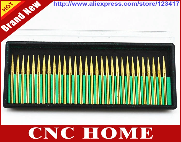 

Free Shipping 30 pcs/set 3MM Titanium Dremel Bit, High Quality Big Tip Metal Electric Diamond Grinding Head Jade Carving Tools