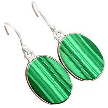 Оригинальные малахитовые серьги из стерлингового серебра 925 пробы, 35 мм, AE1041