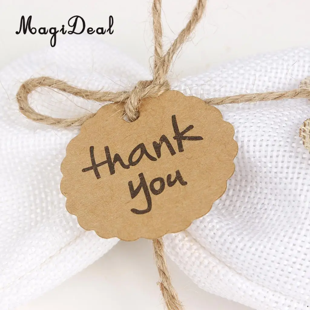 MagiDeal 100pcs Kraft Paper Gift Tags w/ String Christmas Wedding Thank You Cardstock