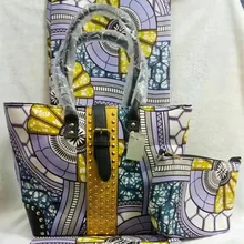 Nueva Llegada del Color Multi Tela Cera Fabricación de Bolso Estilo Bolso de La Mujer Y 6 Metros de Tela de la Cera Africana Fijó Precio Al Por Mayor DF-429