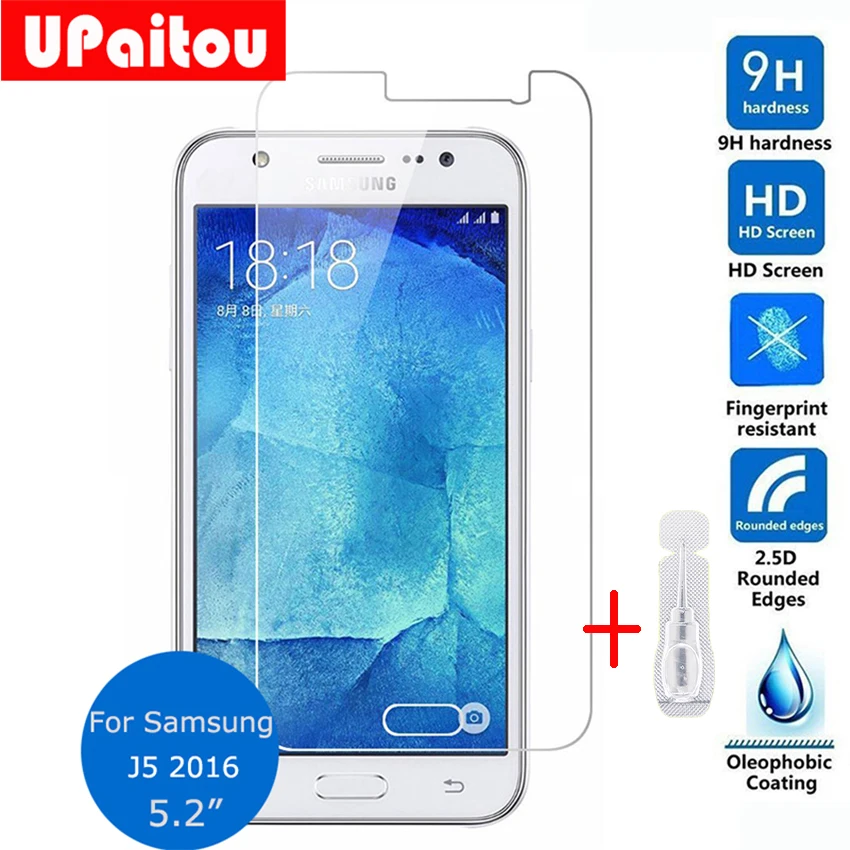 

UPaitou For Samsung Galaxy J5 6 2016 Duos Tempered Glass Screen Protector 9h Protective Film on J510FN J510F J510Y J510M J510G