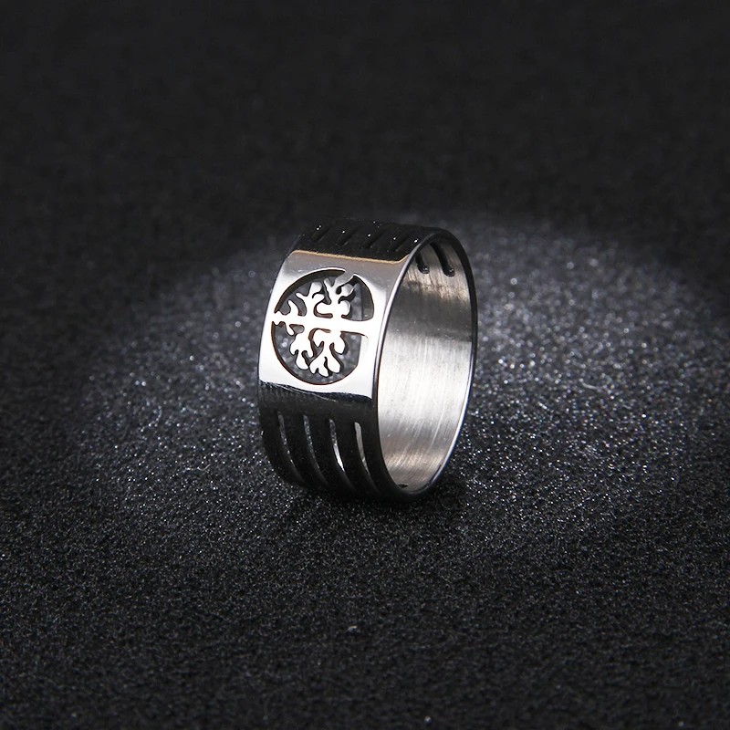 CACANA HIP Punk Gold Silver Color 316L Stainless Steel Personalized Custom Wisdom Tree Rings For Men Jewelry FULL Size 7-11