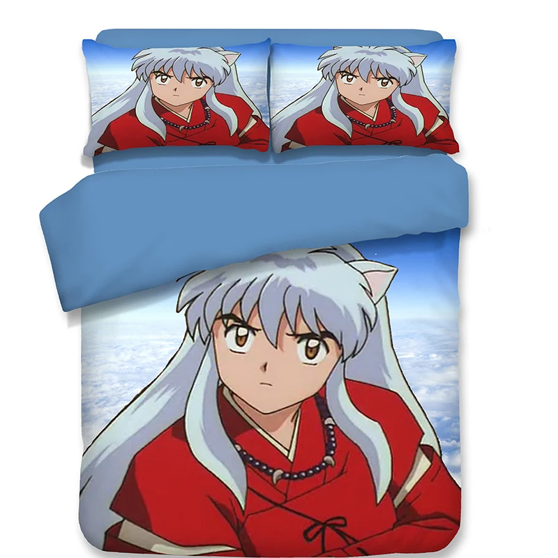 

Japanese Style Inuyasha Anime bedding sets Duvet Cover Digital Art Print quilt cover 3pcs blue sky pillow cases home textile