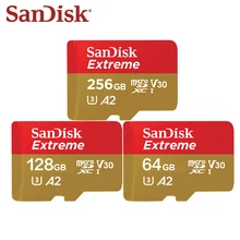 SanDisk Extreme Micro SD карта U3 V30 A2 карта памяти 64 Гб 128 ГБ 256 ГБ TF карта для камеры Дрон cartao de memoria
