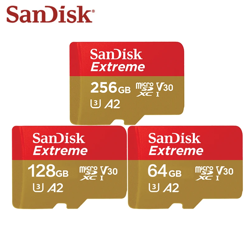 Дешевый SanDisk Extreme Micro SD карты U3 V30 A2 карты памяти 64 GB 128 GB 256 GB TF карты для Камера Drone картао де memoria Бесплатная доставка