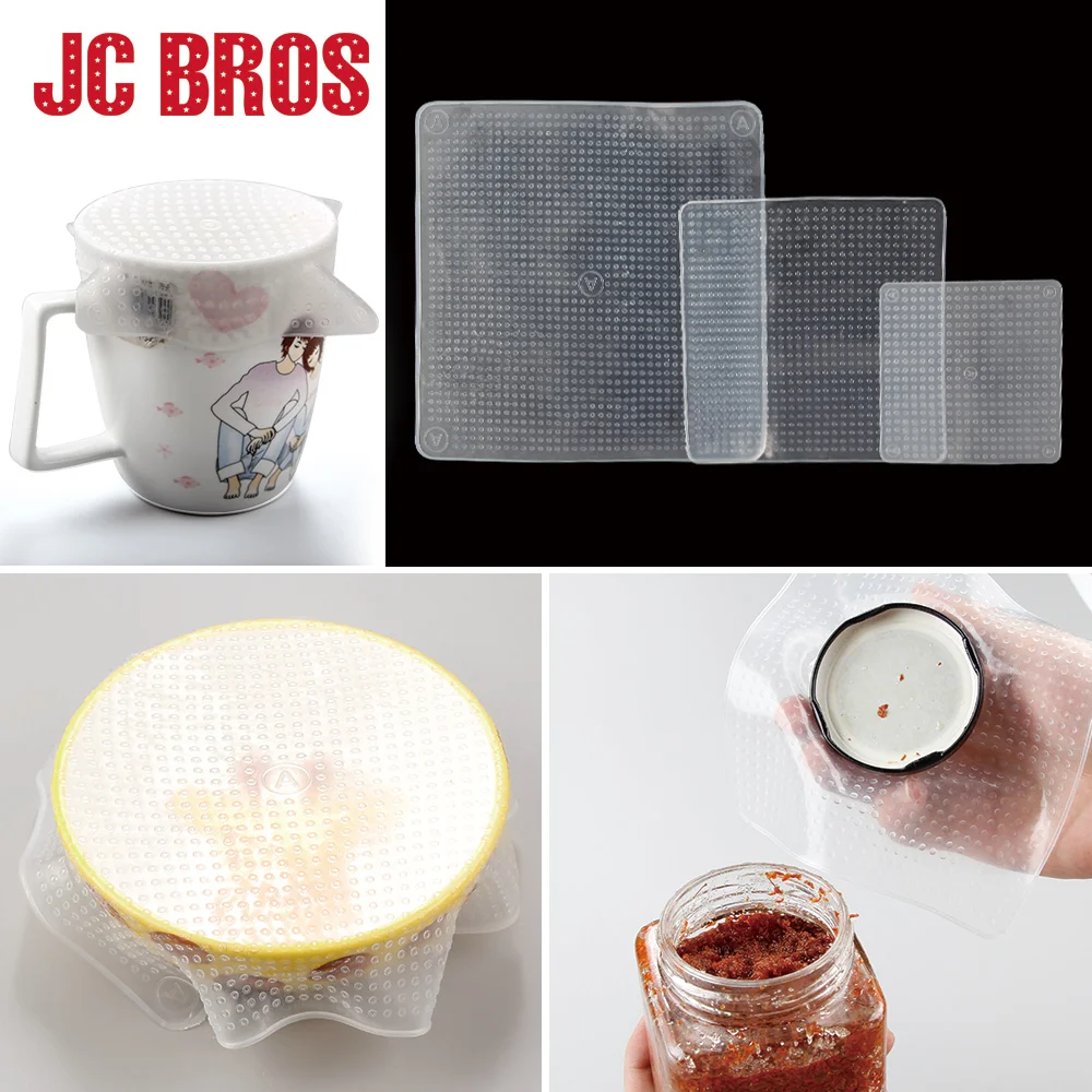 Buy 3Pcs/lot Food Wrap Seal Silicone Cover Stretch