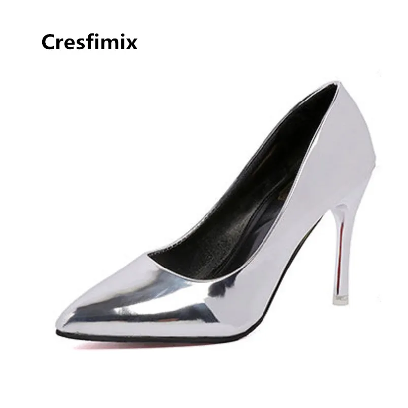

Cresfimix Vrouwen Hoge Hakken Women Fashion High Quality Pu Leather Slip on High Heel Shoes Lady Casual High Heel Pumps B3418