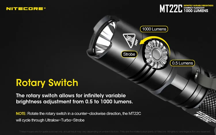 Скидка NITECORE 1000 люмен светодиодный MT22C многозадачной Тактический поворотный переключатель фонари Открытый Поиск литья под давлением Факел