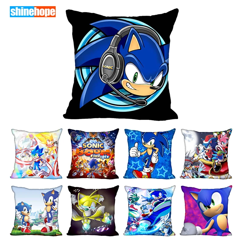 

Custom Sonic the Hedgehog Square Pillowcase Custom Zippered Pillow Cover Case 40x40,45x45cm(One Side)