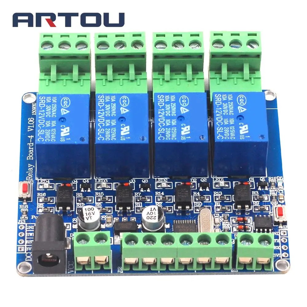 Модуль релейного переключателя Modbus Rtu 1/2/4 канала 12 В вход/выход RS485 / TTL