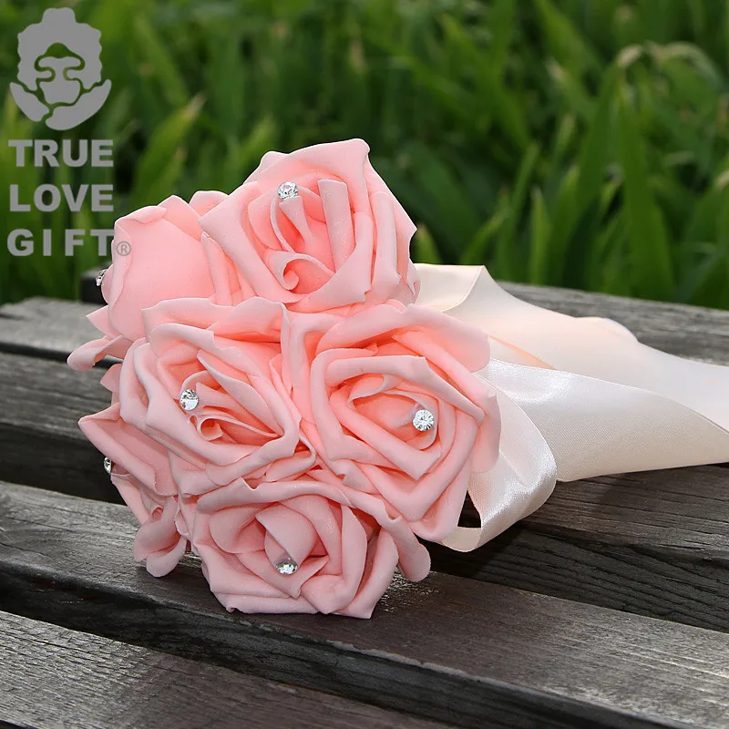 

12 Colors Smaller Foam Flower Bouquet Wedding Artificial Flowers Crystal Bridal Bouquets Handmade Wedding Bouquet de mariage