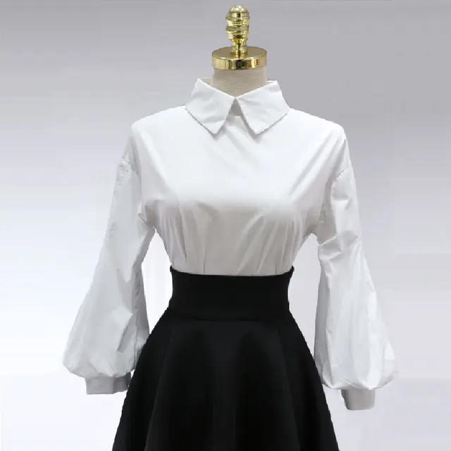 Vintage Lantern Sleeve Blouse 2017 New Fashion Women Turn