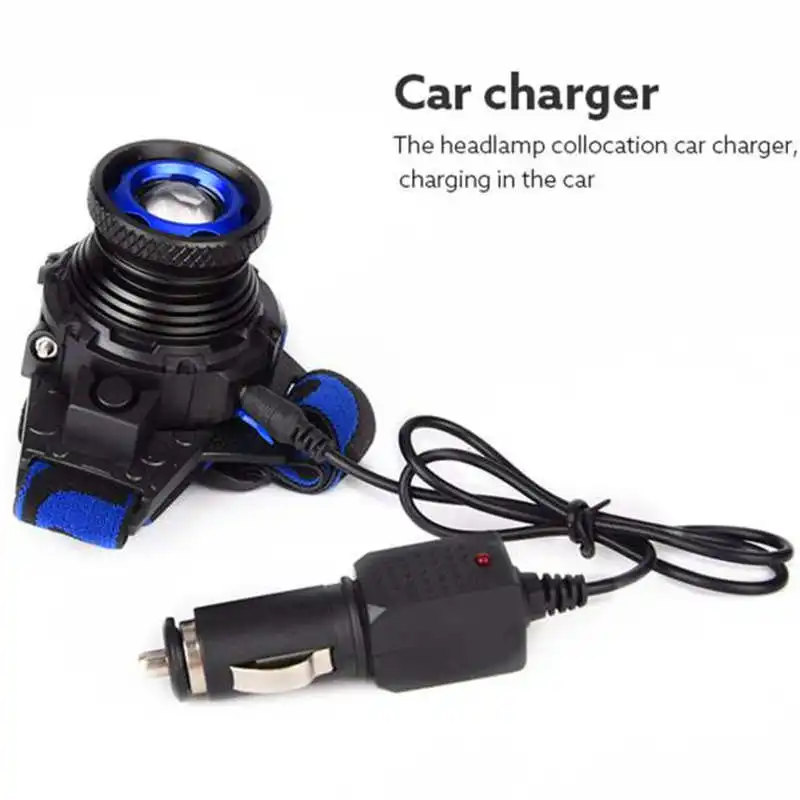  PROBE SHINY Q5 Led Waterproof high bright rechargeable headlights 3 Modes Zoomable torch led flashlight head #3S27 (2)