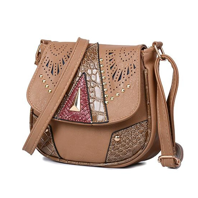 الوطني نمط المرأة حقيبة ساع خمر حقيبة كتف بو الجلود الجوف خارج برشام السيدات Crossbody حقيبة يد للنساء