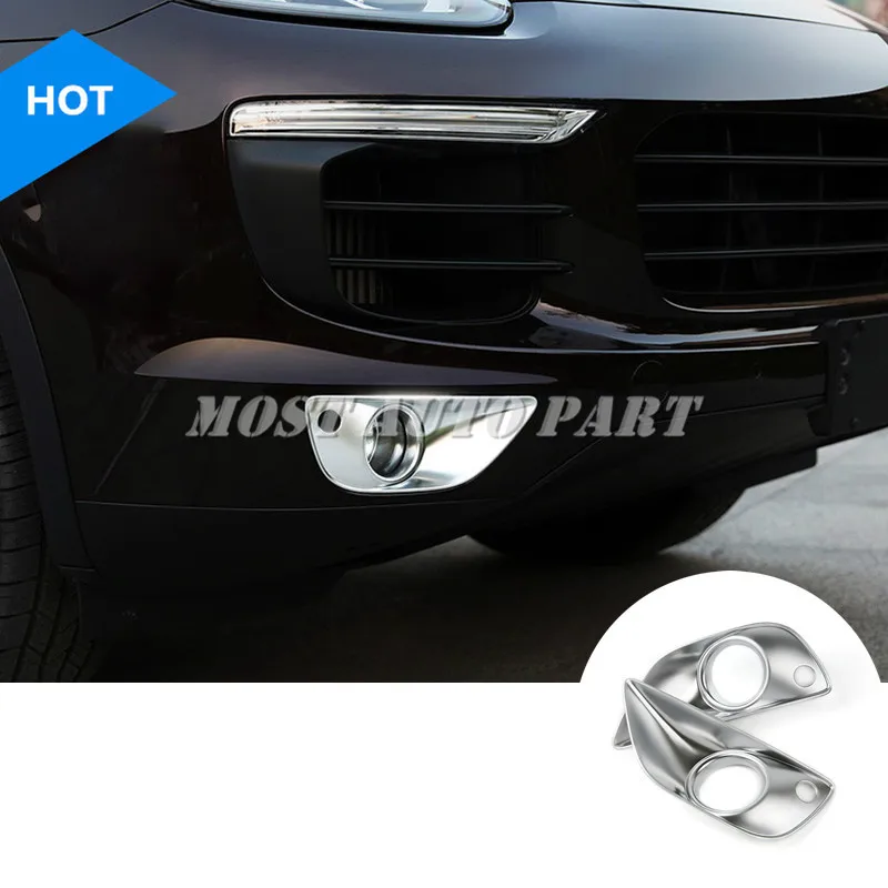 

ABS Matte Silver Front Fog Light Trim Cover 2pcs For Porsche Cayenne 2015-2017