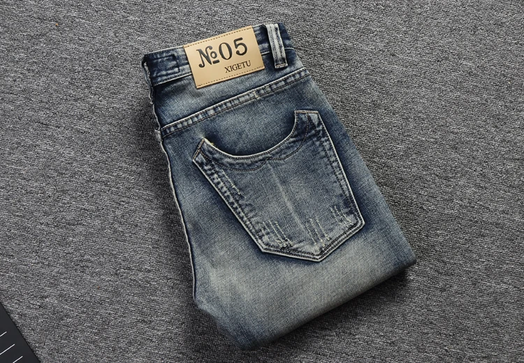 Fashion Streetwear Men s Jeans Slim Fit Retro Washed Destroyed Ripped Jeans For Men Elastic Classical 5