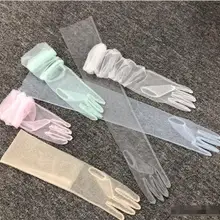 70 см Длинные DIY Тюль гладкое лицо невесты платье перчатки прозрачные сексуальные перчатки
