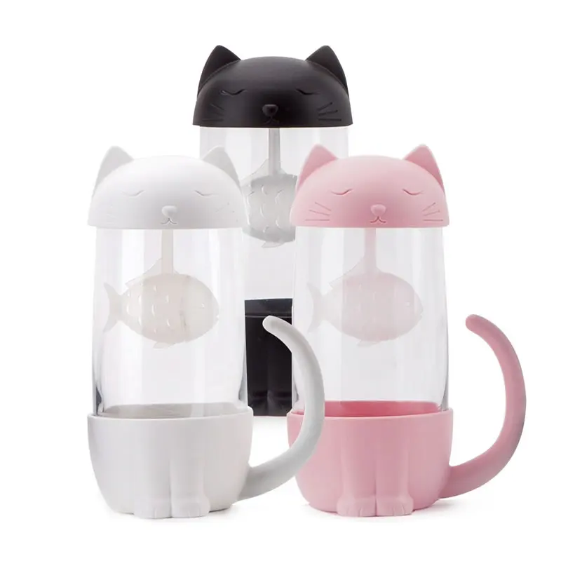 300ml Office Tea Strainer Cup Cat Tea Infuser Mug With Tea Infuser