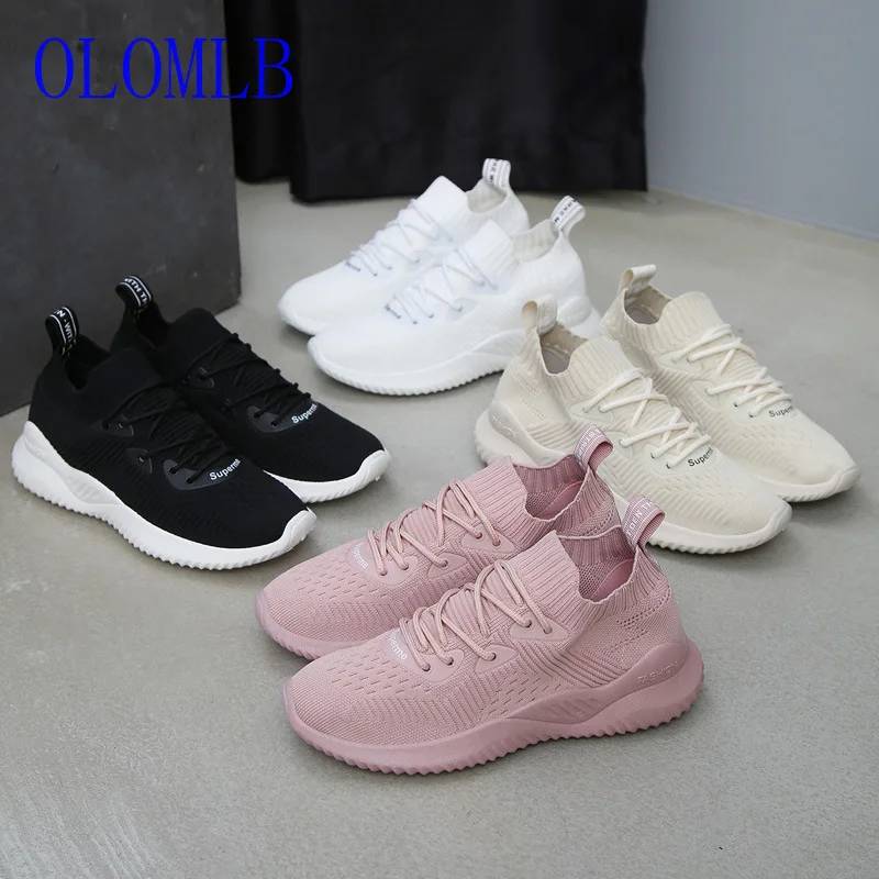 

OLOMLB 2019 Spring New Women Shoes Casual Fashion Tenis Feminino Light Breathable Mesh lace-up Shoes Woman White Sneakers