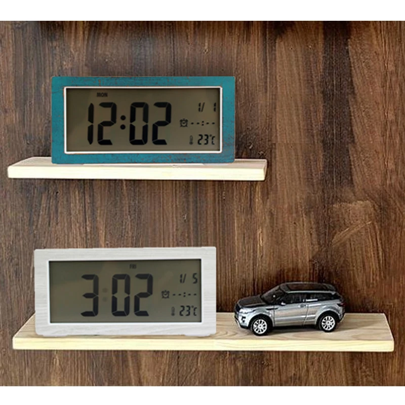

Automatical changing of brightness day/night table clock Touch smart wooden Alarm Clock Temperature Hours desktop clocks