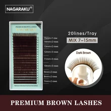 NAGARAKU Mix 7~15mm in one case,Individual Eyelashes False Mink Colored Fake Natural Eyelash Extension Color EyeLash Brown