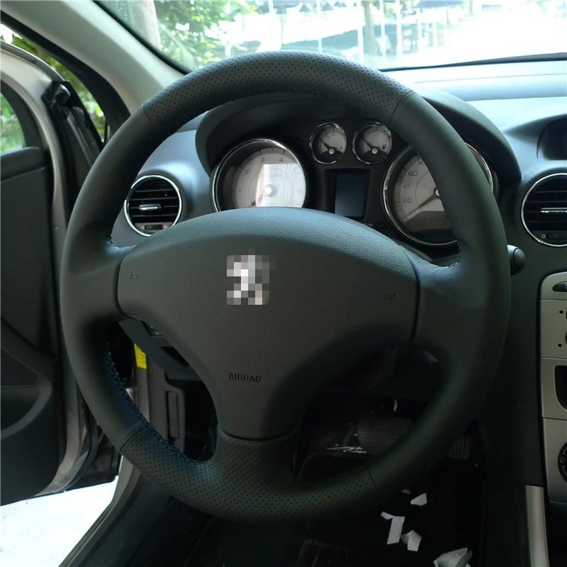 Cubierta de cuero Artificial para volante de coche, accesorio para Peugeot  308/3008/408/508/301, DIY