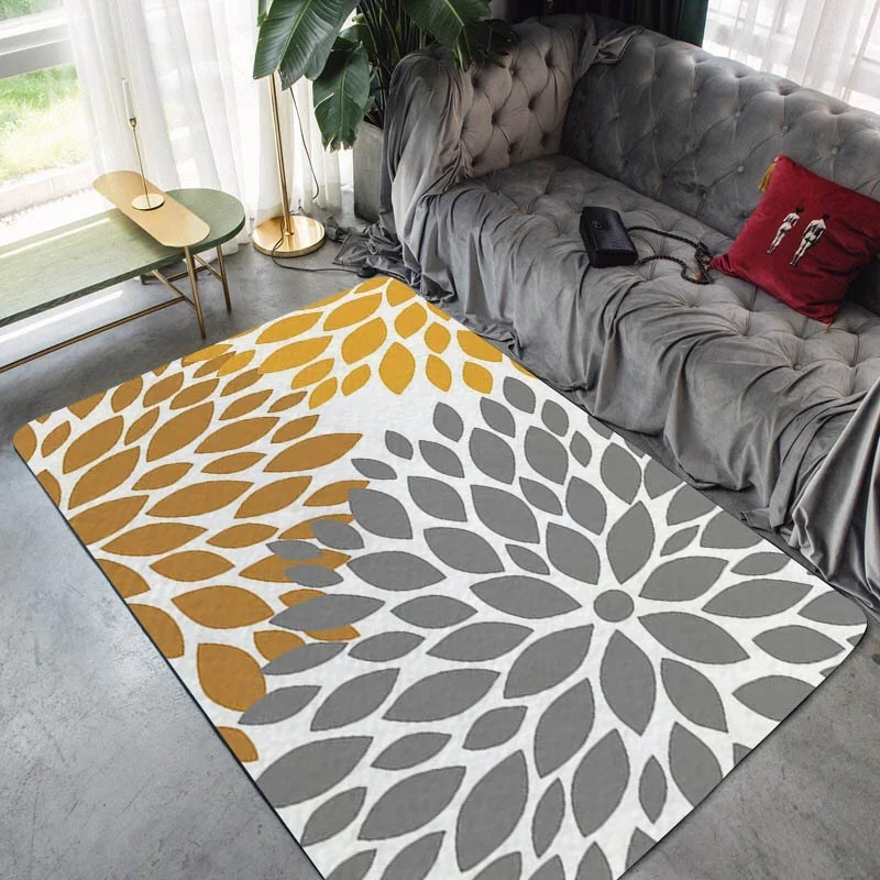 Домашний художественный желтый серый геометрический Печатный коврик для ванной практичный декоративный не скользящий большой прямоугольный фланелевый коврик для гостиной ванной комнаты