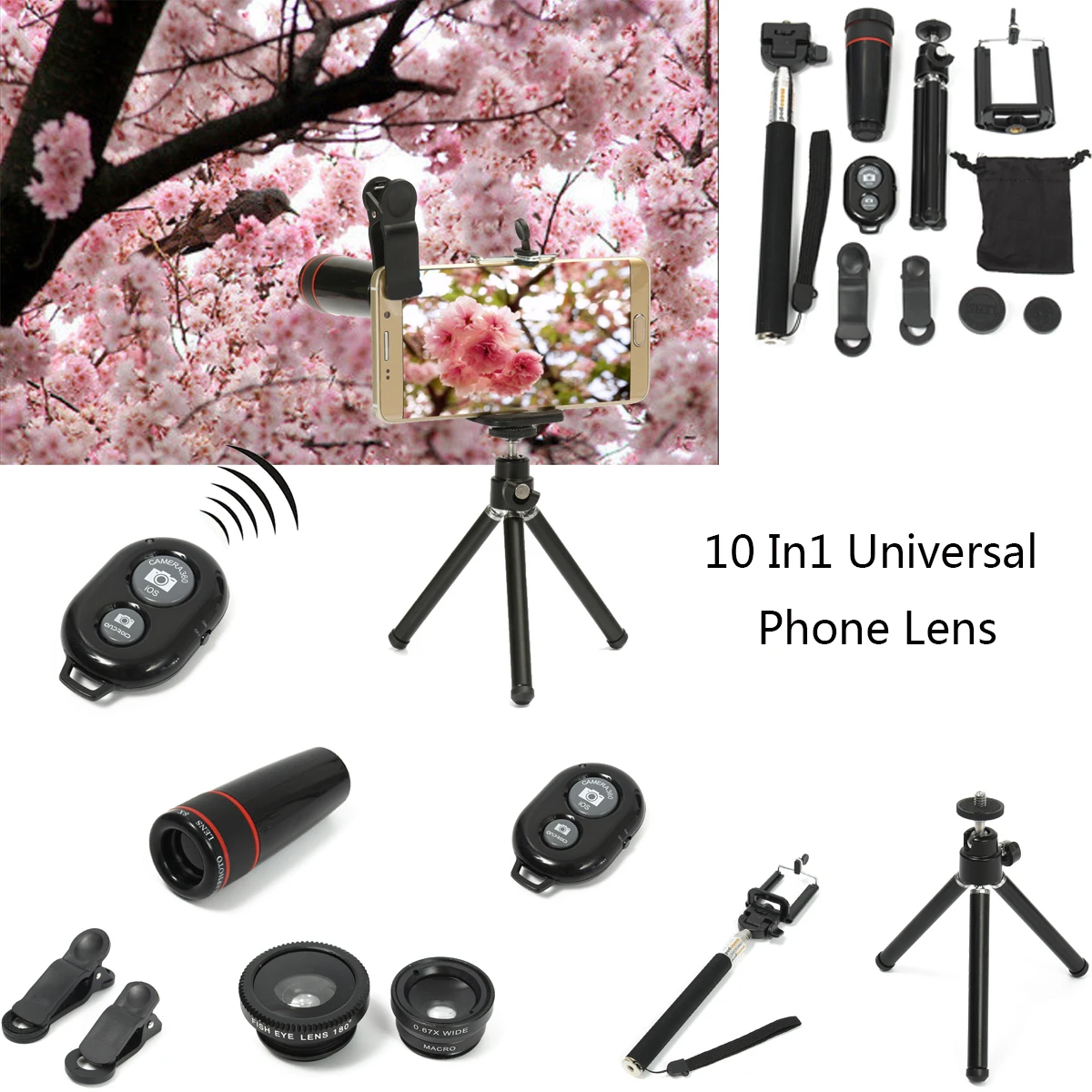 Universal Binoculars Monocular Phone Camera Lens Travel